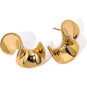 Twisted 18K Gold Plated Earrings Women Jewelry Elegant Lightweight Hypoallergeni